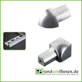 Außenecke & Innenecke für Rundprofil / Viertelkreisprofil Aluminium natur (Abverkauf)