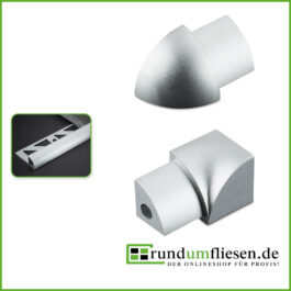 Außenecke & Innenecke für Rundprofil / Viertelkreisprofil Aluminium silber matt eloxiert
