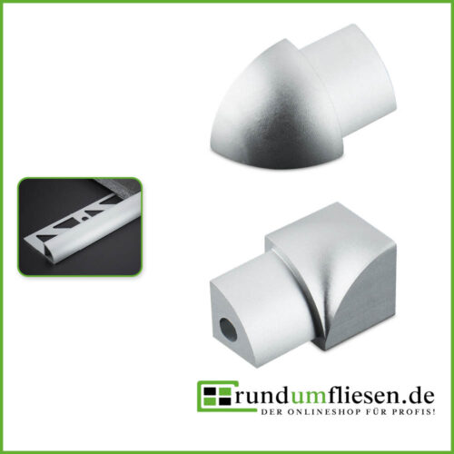 Home Außenecke & Innenecke für Rundprofil / Viertelkreisprofil Aluminium silber matt eloxiert