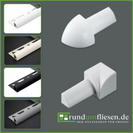 Innenecke / Außenecke für unsere Rundprofile / Viertelkreisprofile aus PVC / Kunststoff