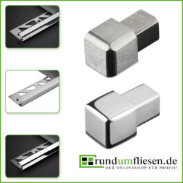 Quadratecke aus Edelstahl V2A Vollmaterial & Imitatecken glänzend, gebürstet & hochglanzpoliert
